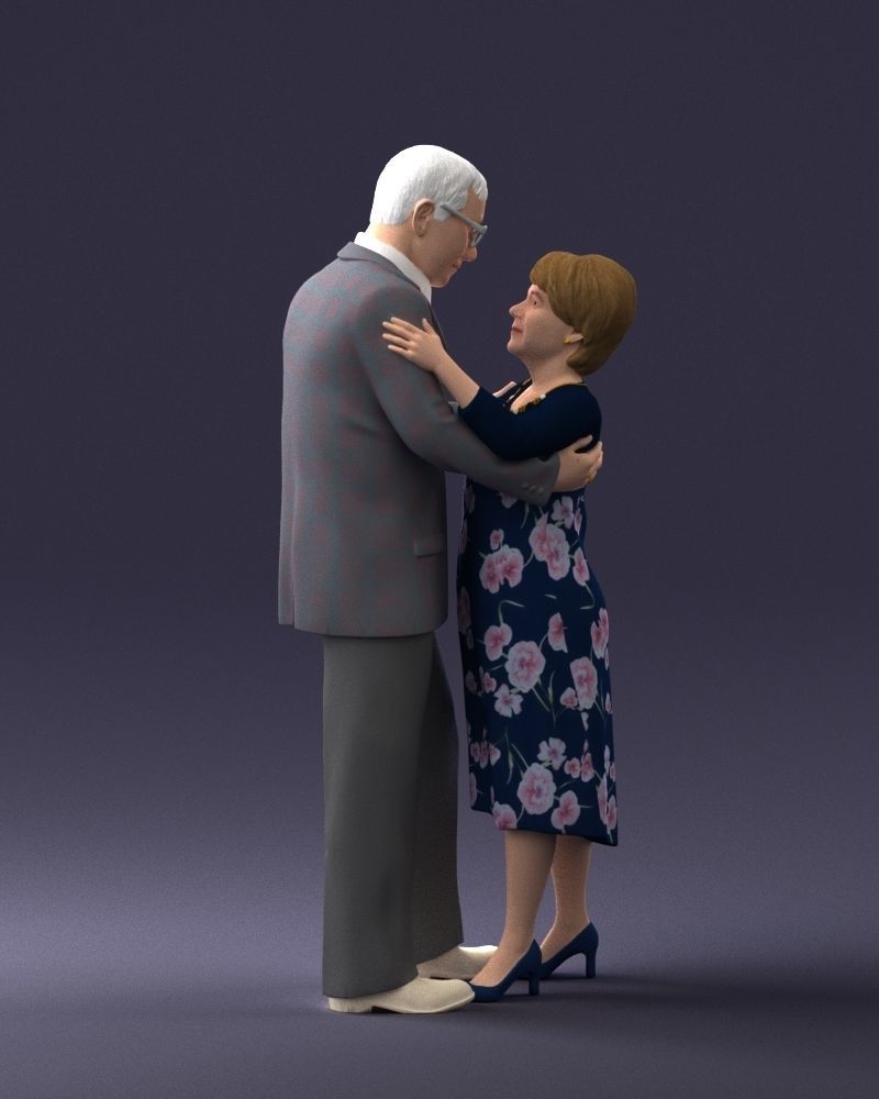 000279 Realistic Elderly Couple Embracing 0709 3D model_7