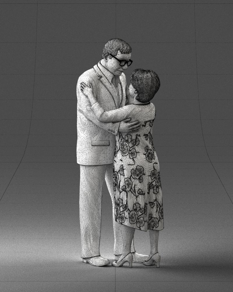 000279 Realistic Elderly Couple Embracing 0709 3D model_33