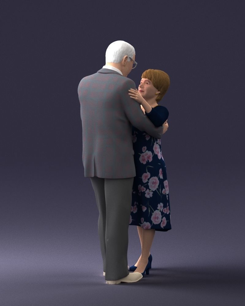 000279 Realistic Elderly Couple Embracing 0709 3D model_10