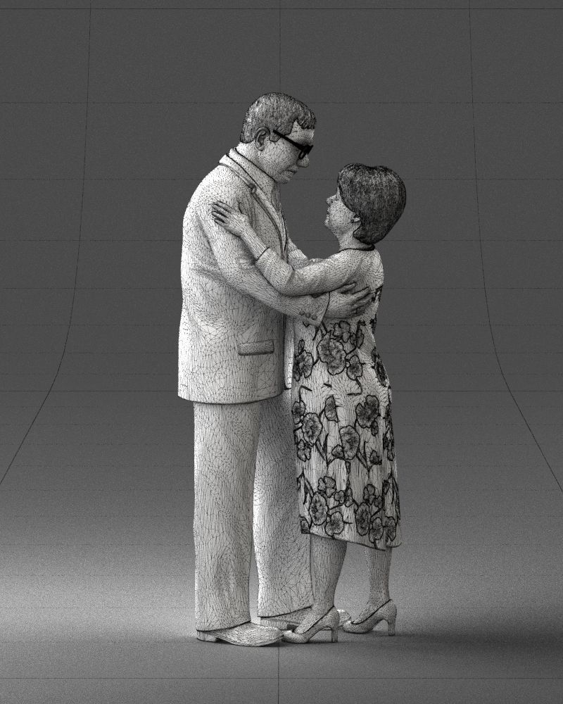 000279 Realistic Elderly Couple Embracing 0709 3D model_3