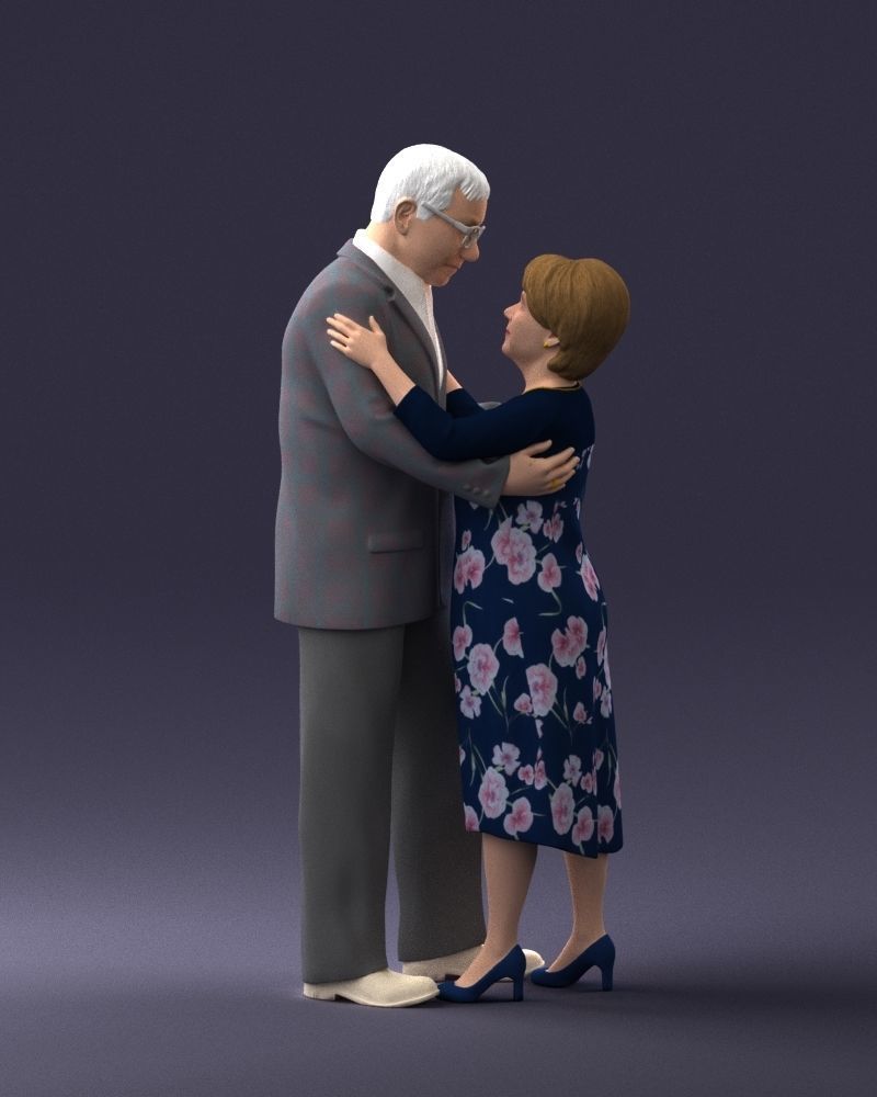000279 Realistic Elderly Couple Embracing 0709 3D model_37