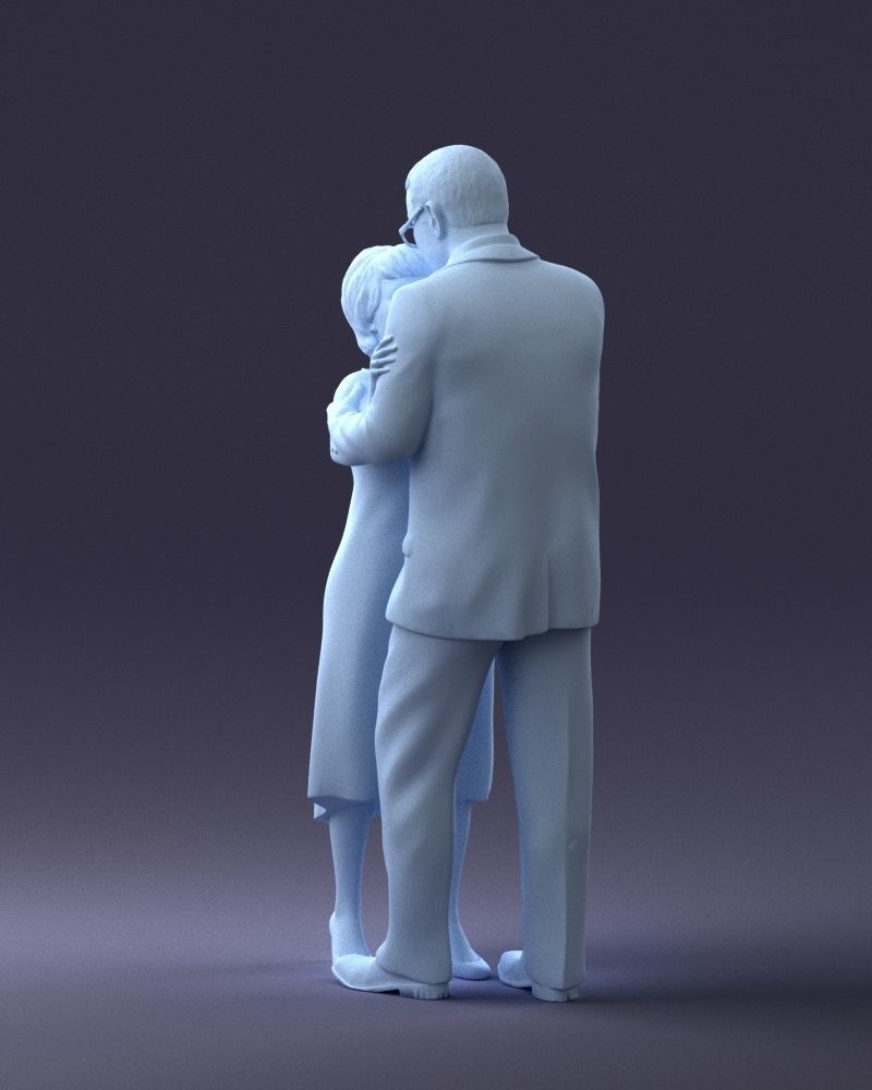 000279 Realistic Elderly Couple Embracing 0709 3D model_17