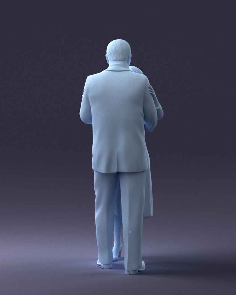000279 Realistic Elderly Couple Embracing 0709 3D model_14