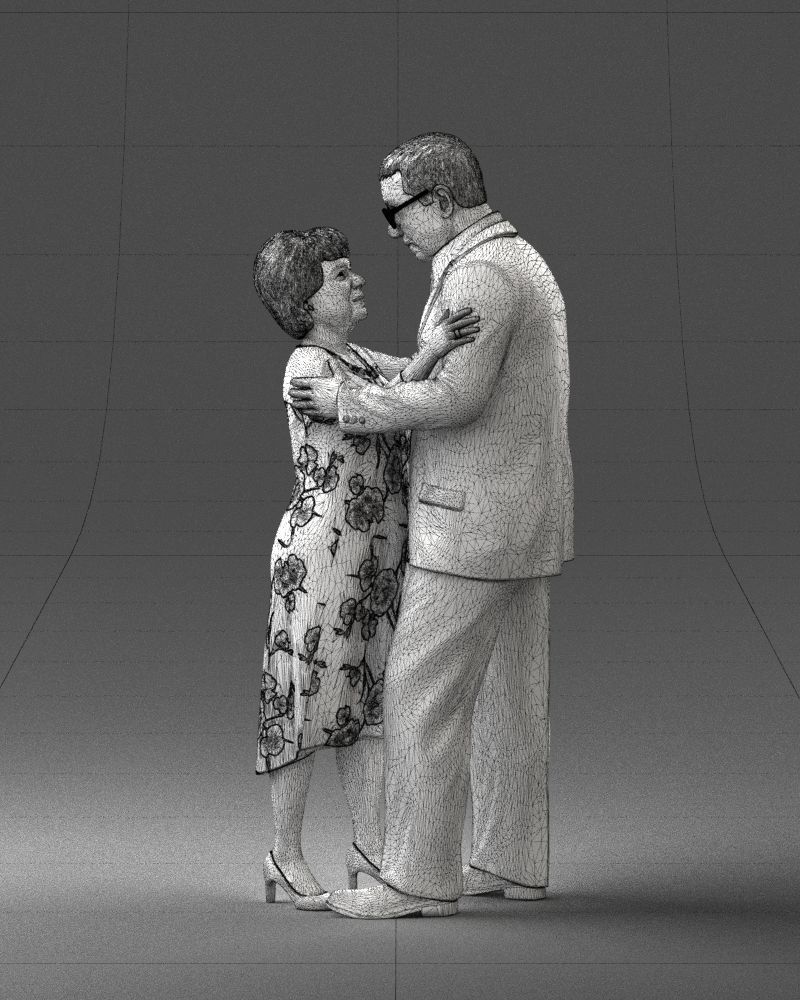 000279 Realistic Elderly Couple Embracing 0709 3D model_21