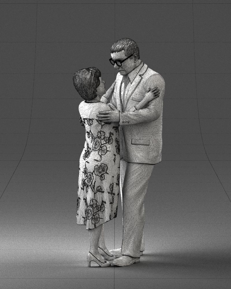 000279 Realistic Elderly Couple Embracing 0709 3D model_24