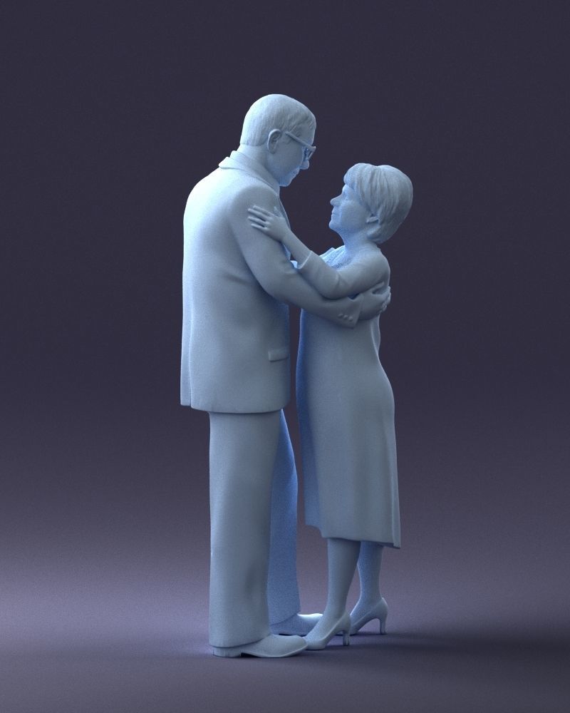 000279 Realistic Elderly Couple Embracing 0709 3D model_8