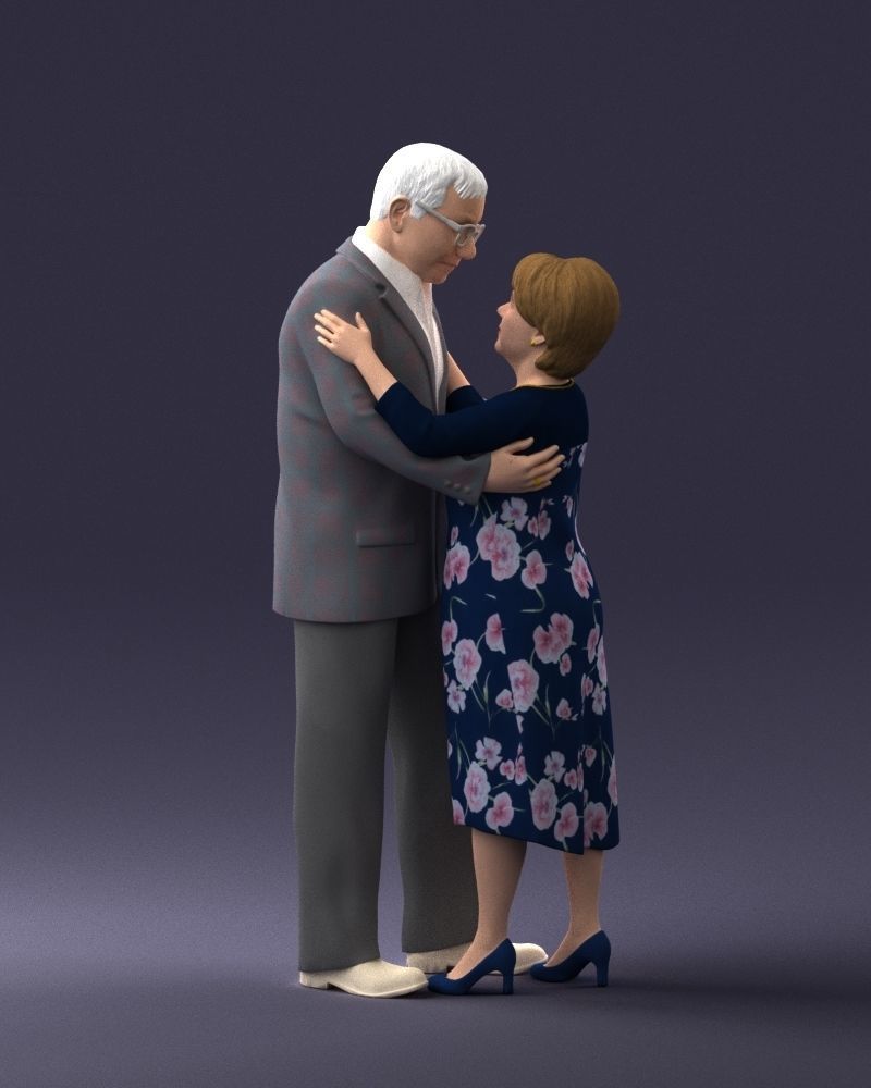 000279 Realistic Elderly Couple Embracing 0709 3D model_34