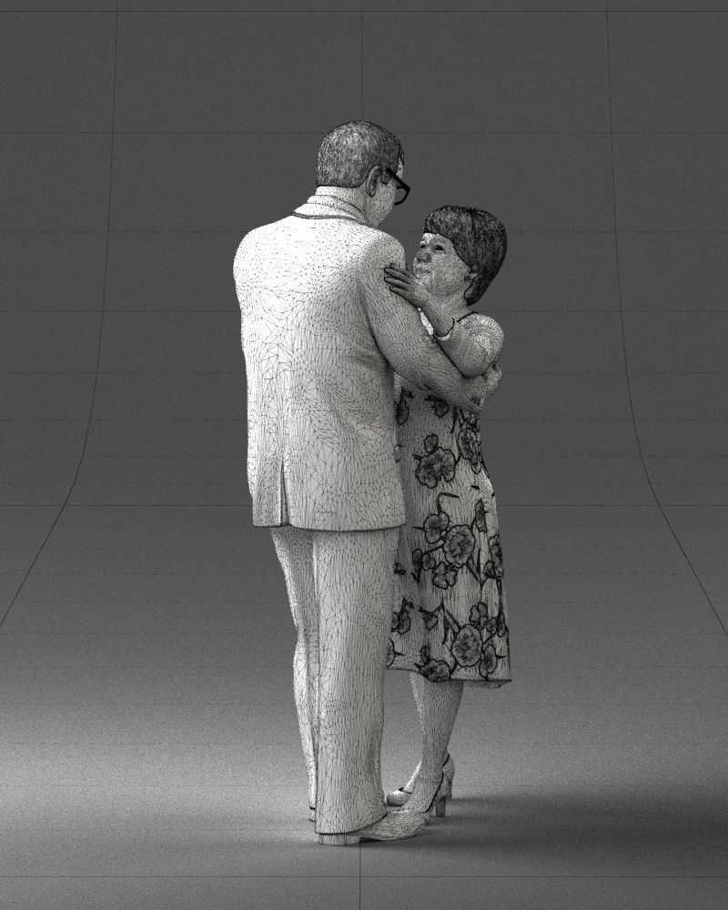 000279 Realistic Elderly Couple Embracing 0709 3D model_12