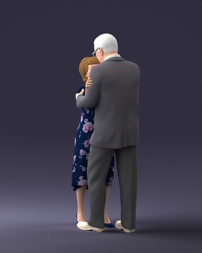 000279 Realistic Elderly Couple Embracing 0709 3D model_16