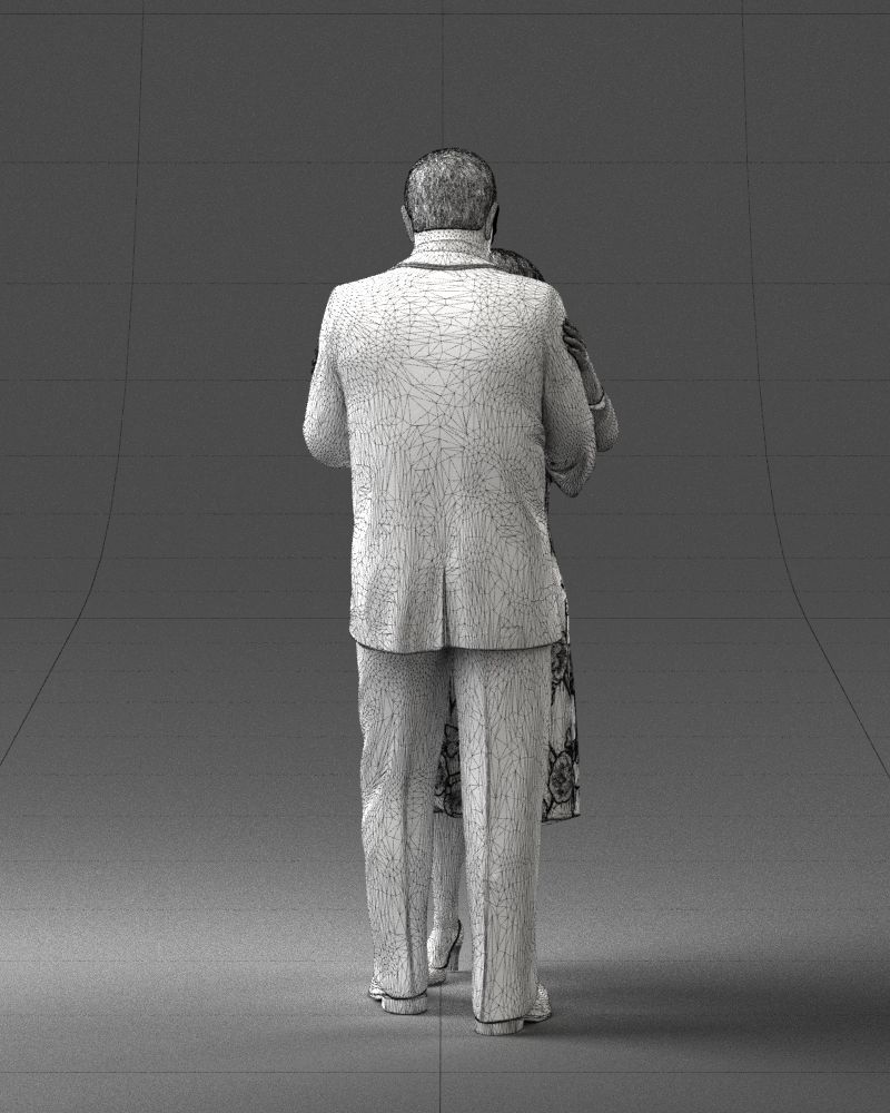 000279 Realistic Elderly Couple Embracing 0709 3D model_15