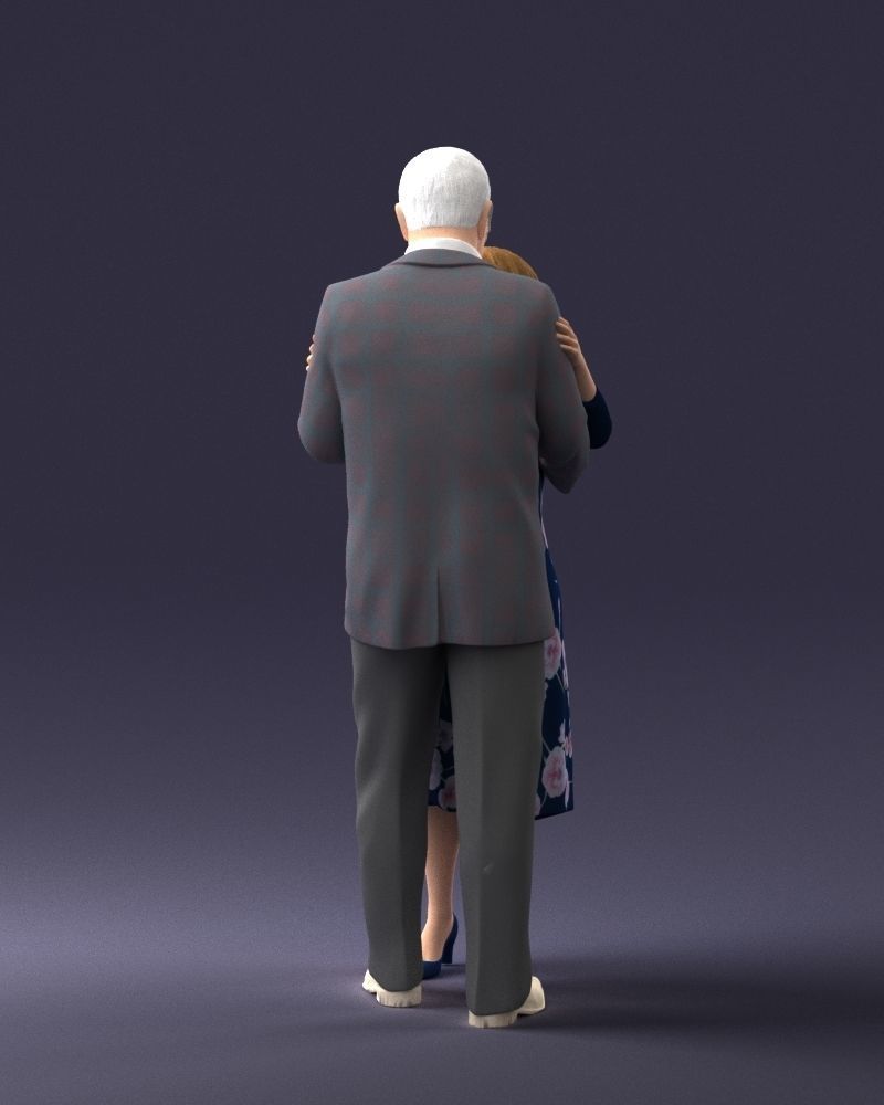 000279 Realistic Elderly Couple Embracing 0709 3D model_13