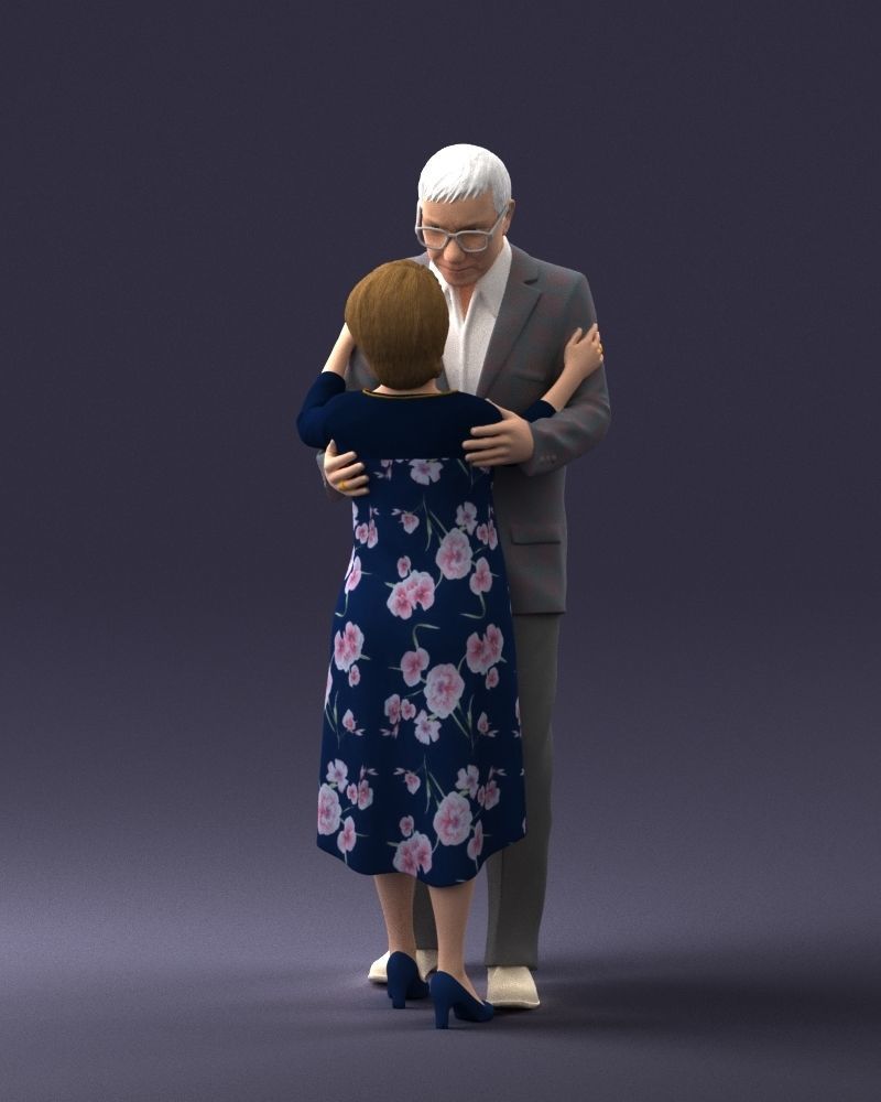 000279 Realistic Elderly Couple Embracing 0709 3D model_25