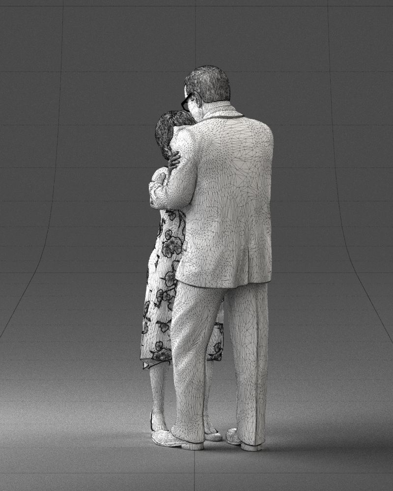 000279 Realistic Elderly Couple Embracing 0709 3D model_18