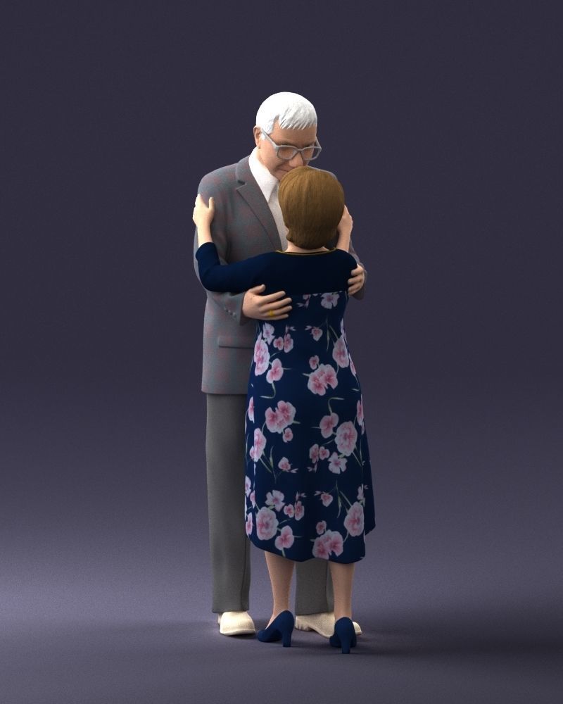 000279 Realistic Elderly Couple Embracing 0709 3D model_28