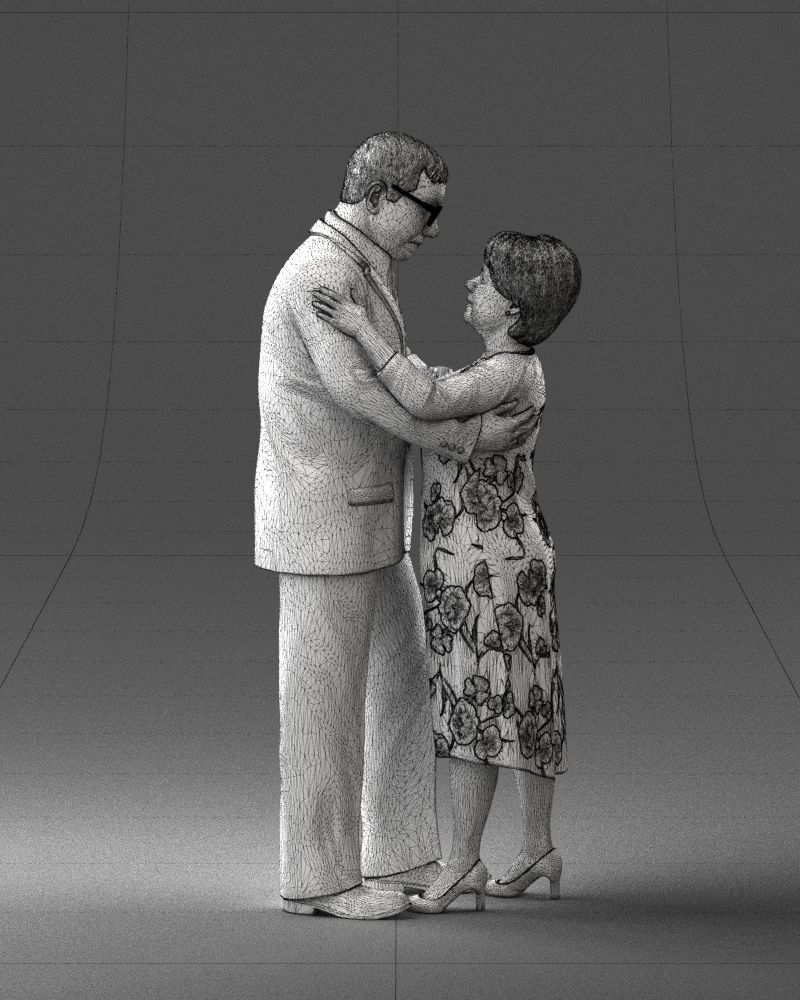 000279 Realistic Elderly Couple Embracing 0709 3D model_6