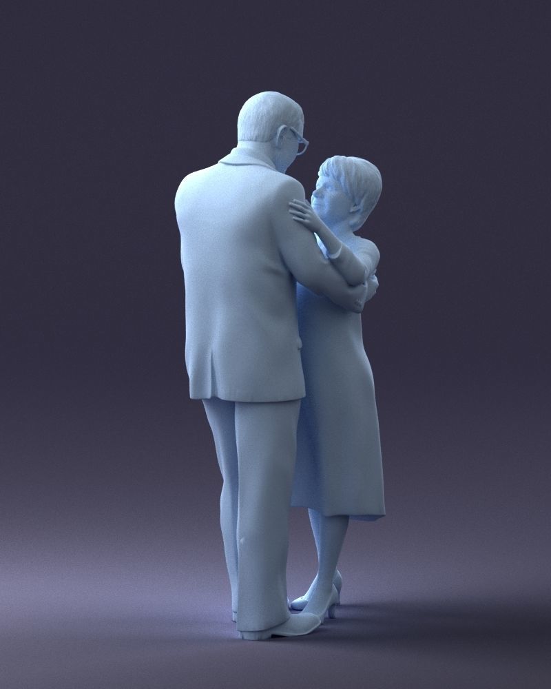 000279 Realistic Elderly Couple Embracing 0709 3D model_11