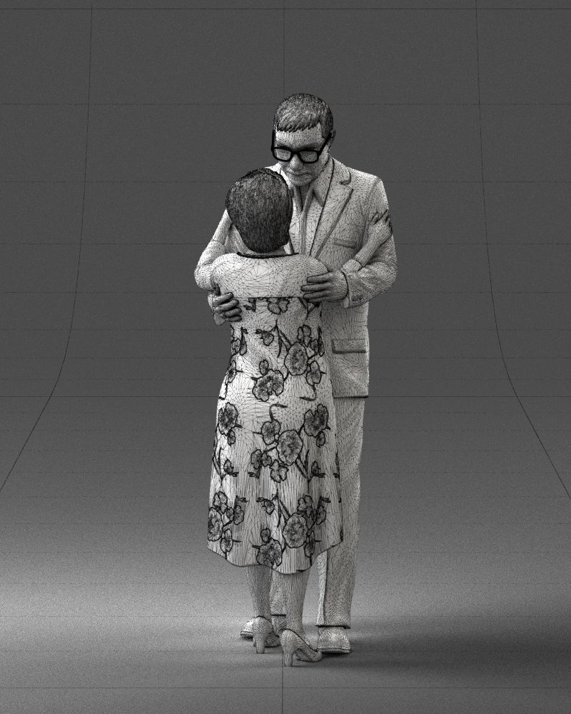 000279 Realistic Elderly Couple Embracing 0709 3D model_27