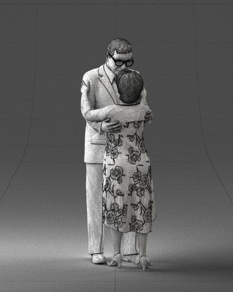 000279 Realistic Elderly Couple Embracing 0709 3D model_30