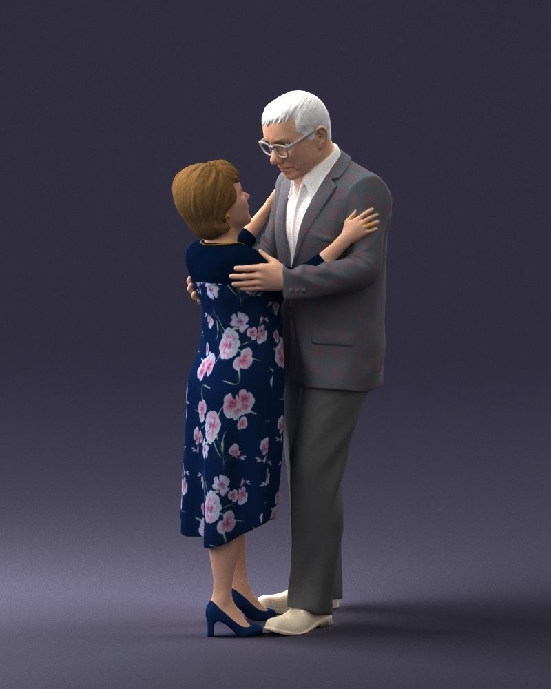 000279 Realistic Elderly Couple Embracing 0709 3D model_22