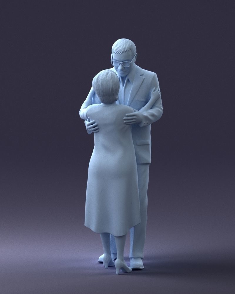 000279 Realistic Elderly Couple Embracing 0709 3D model_26