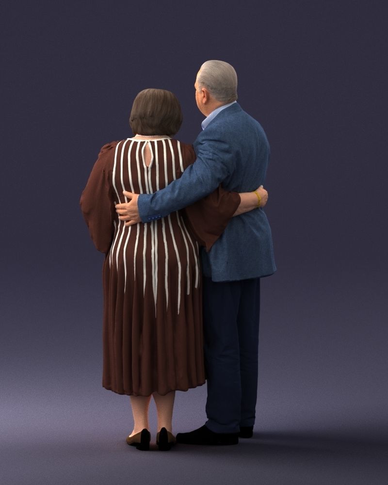 000186 Elderly Couple Standing with Flowers 1001 3D model_21