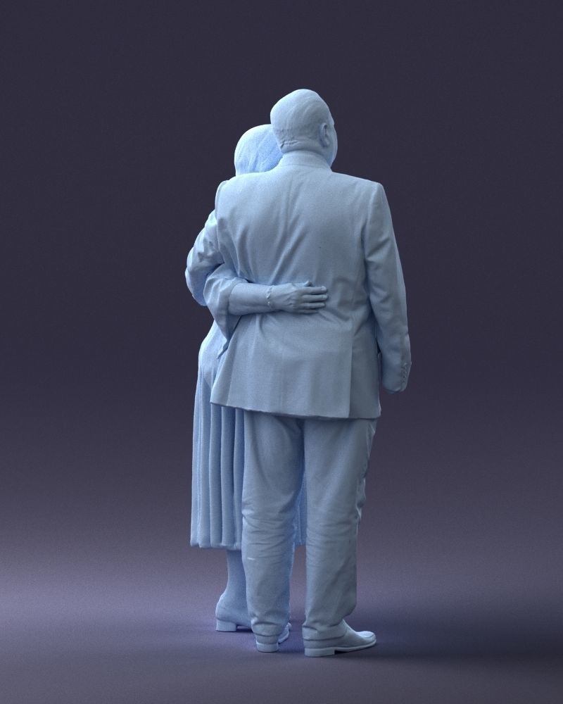 000186 Elderly Couple Standing with Flowers 1001 3D model_16