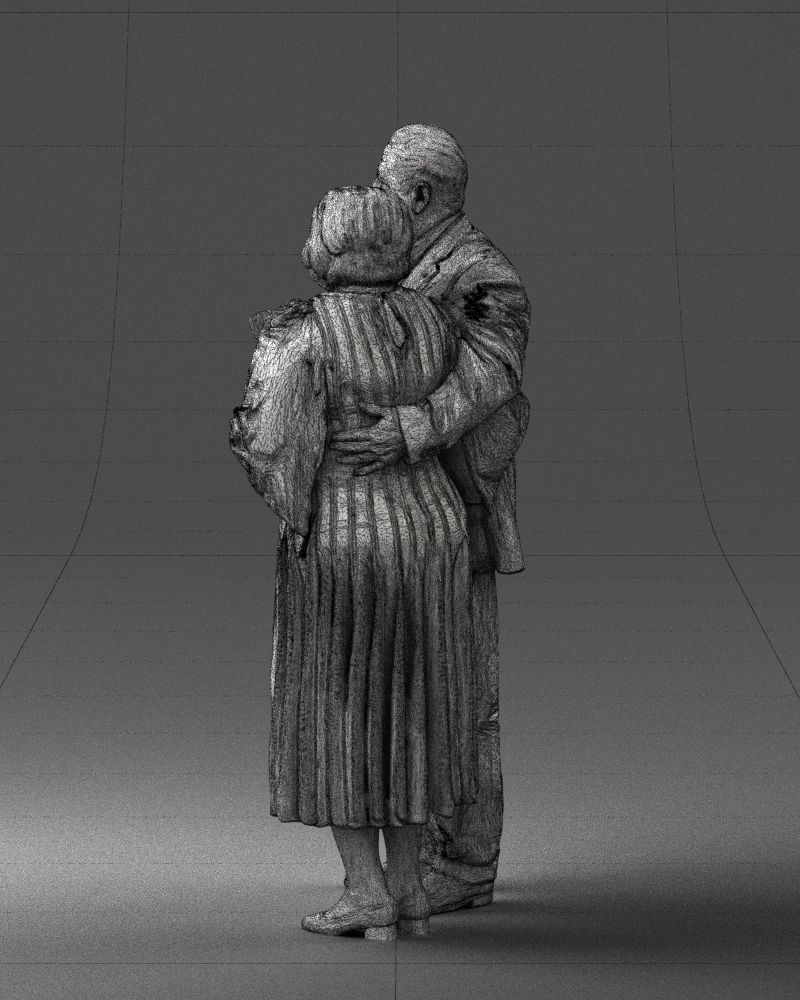 000186 Elderly Couple Standing with Flowers 1001 3D model_26