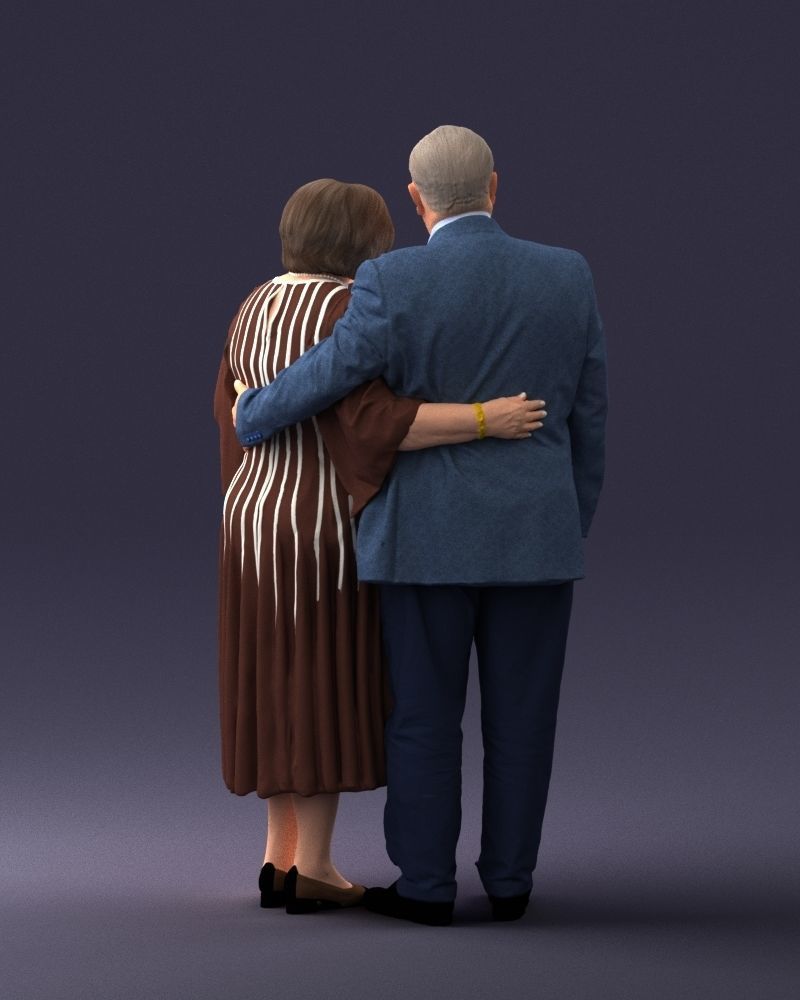 000186 Elderly Couple Standing with Flowers 1001 3D model_18