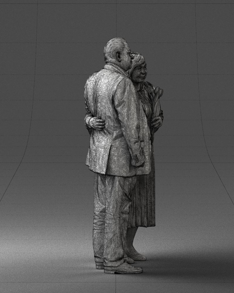 000186 Elderly Couple Standing with Flowers 1001 3D model_14