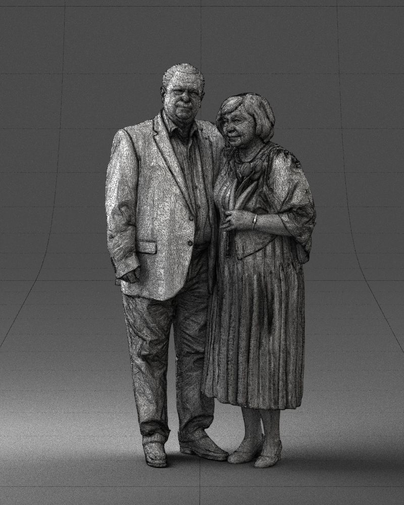 000186 Elderly Couple Standing with Flowers 1001 3D model_5