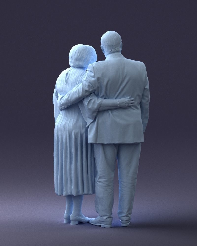 000186 Elderly Couple Standing with Flowers 1001 3D model_19