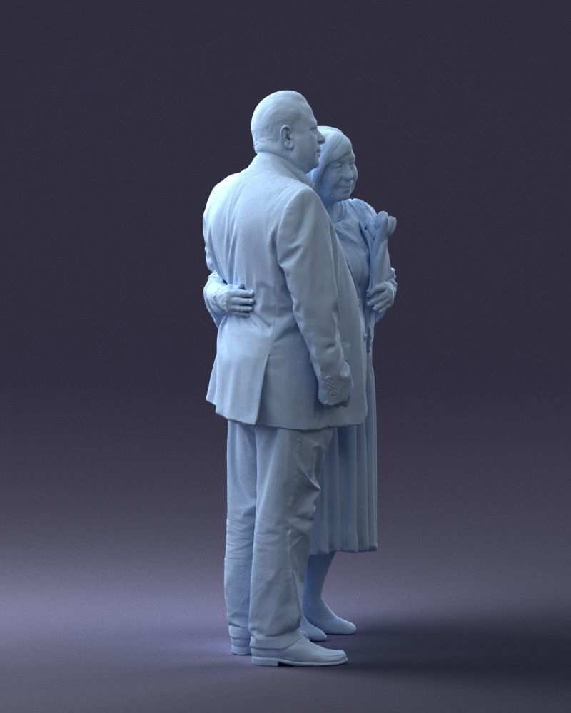 000186 Elderly Couple Standing with Flowers 1001 3D model_13