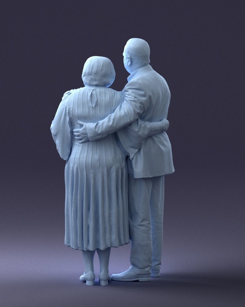 000186 Elderly Couple Standing with Flowers 1001 3D model_22