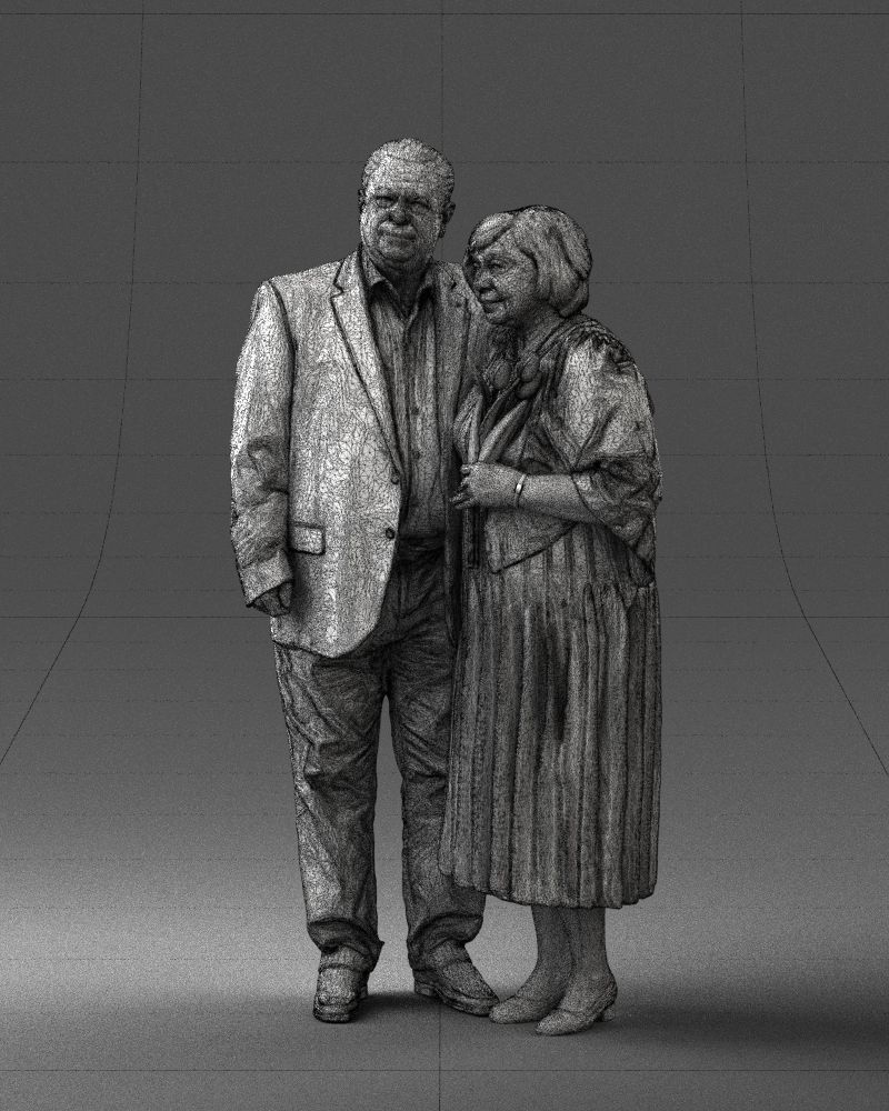 000186 Elderly Couple Standing with Flowers 1001 3D model_35