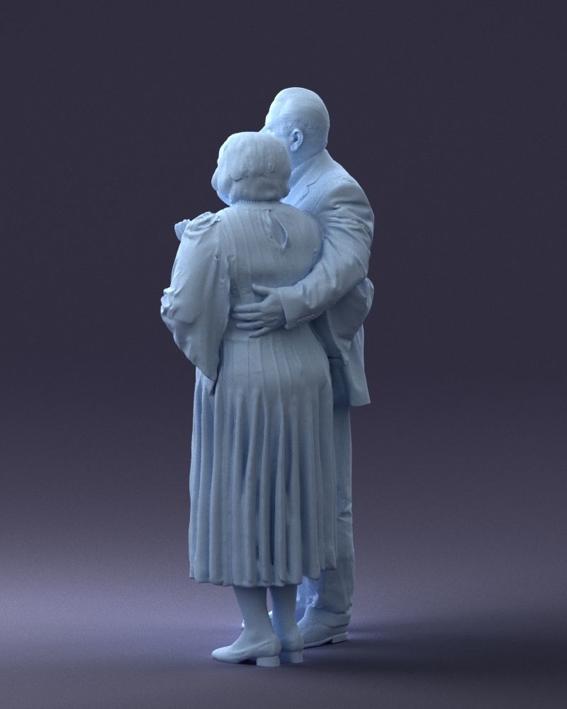 000186 Elderly Couple Standing with Flowers 1001 3D model_25