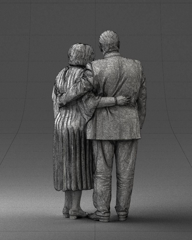 000186 Elderly Couple Standing with Flowers 1001 3D model_20