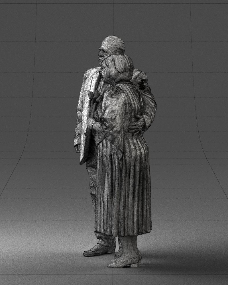 000186 Elderly Couple Standing with Flowers 1001 3D model_29