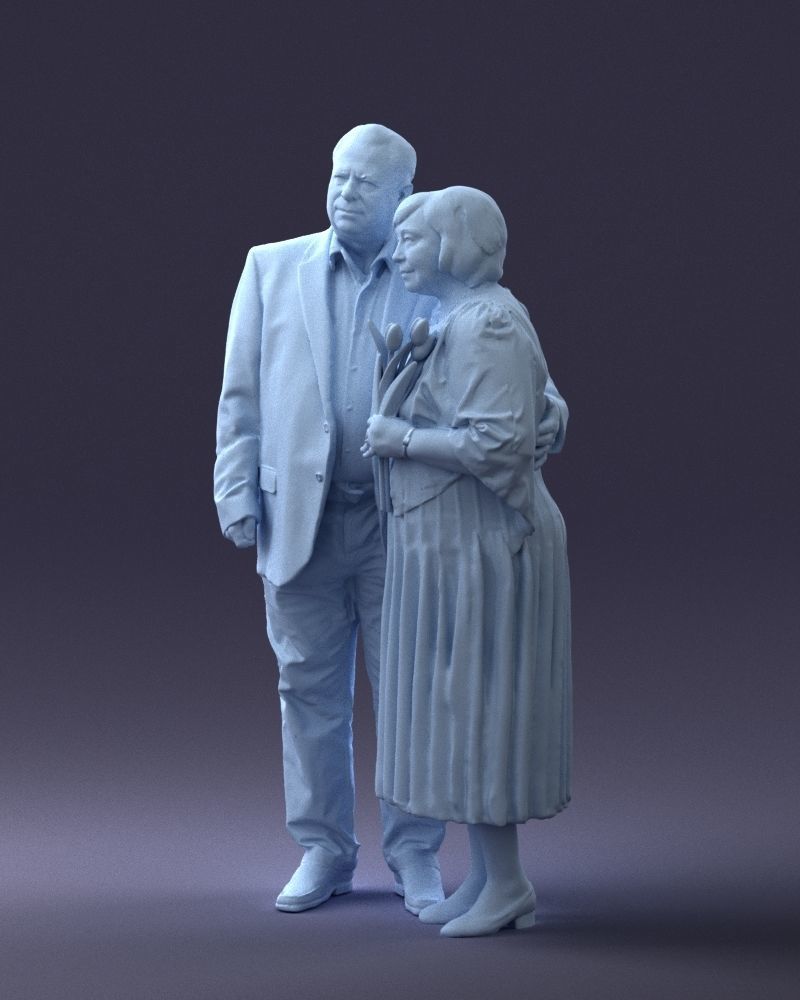 000186 Elderly Couple Standing with Flowers 1001 3D model_31
