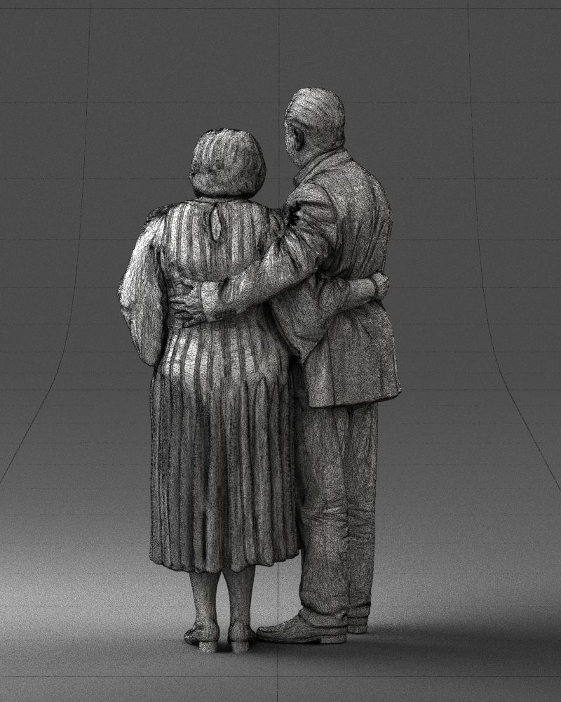 000186 Elderly Couple Standing with Flowers 1001 3D model_23