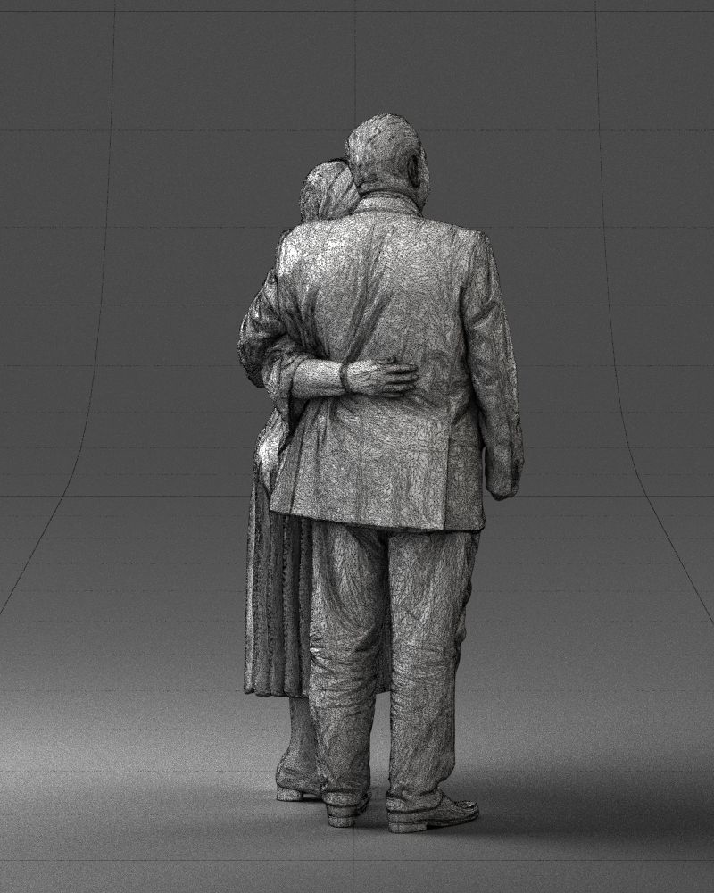 000186 Elderly Couple Standing with Flowers 1001 3D model_17