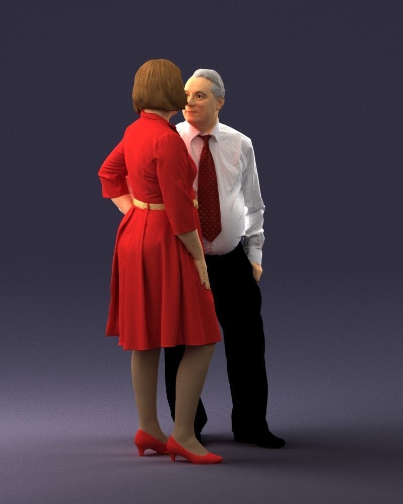 Elderly man and woman 0177 3D model_9