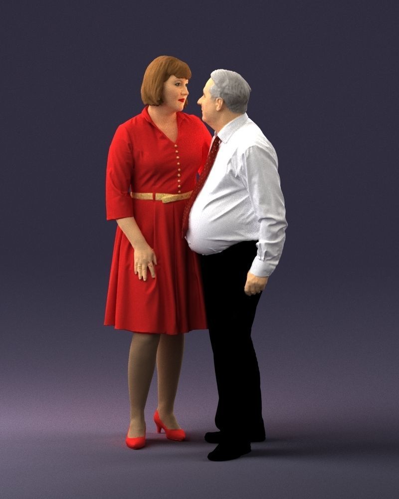 Elderly man and woman 0177 3D model_30
