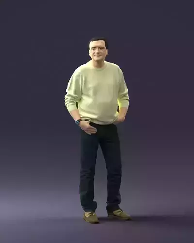 Elderly man light jumper 0696 3D Print Ready