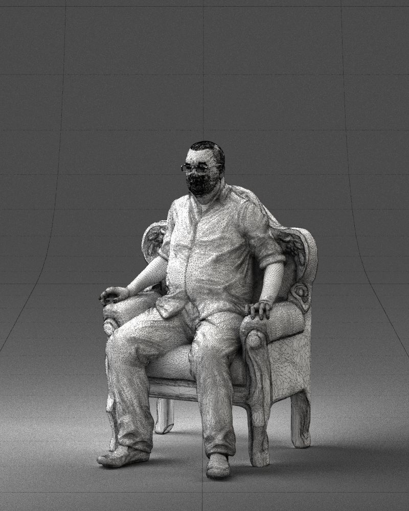 Elderly man sitting in a chair 0269 3D model_32