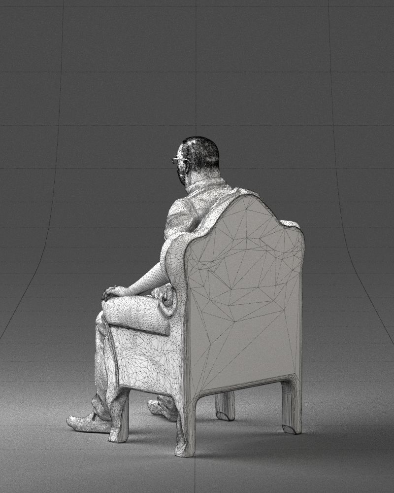 Elderly man sitting in a chair 0269 3D model_23
