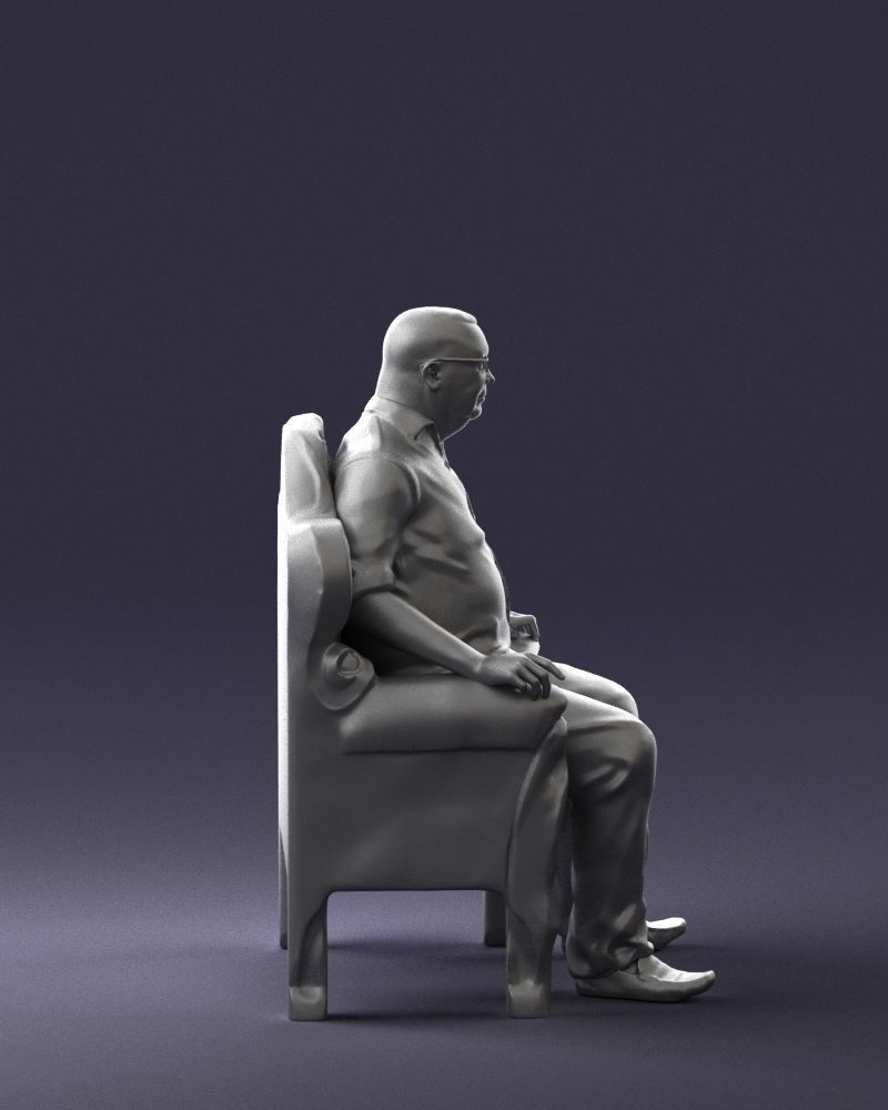 Elderly man sitting in a chair 0269 3D model_13
