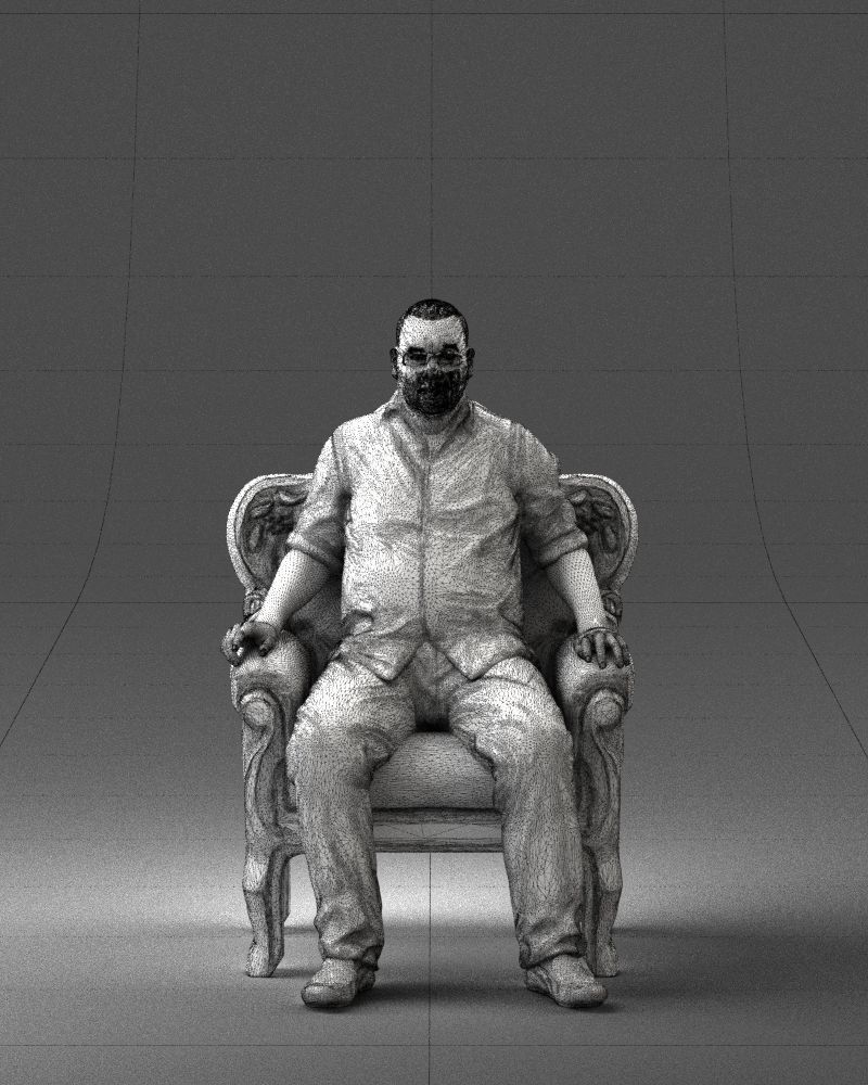 Elderly man sitting in a chair 0269 3D model_38