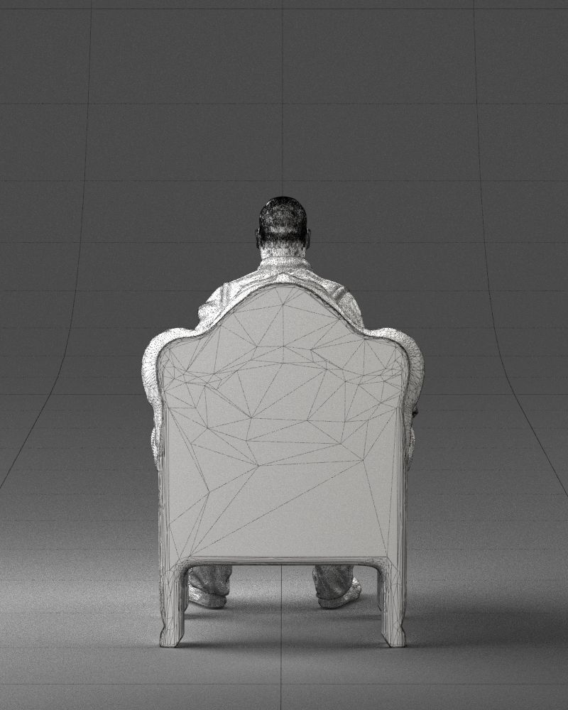 Elderly man sitting in a chair 0269 3D model_20