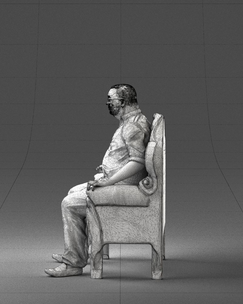 Elderly man sitting in a chair 0269 3D model_26