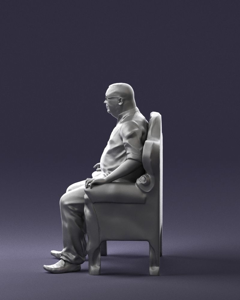 Elderly man sitting in a chair 0269 3D model_25